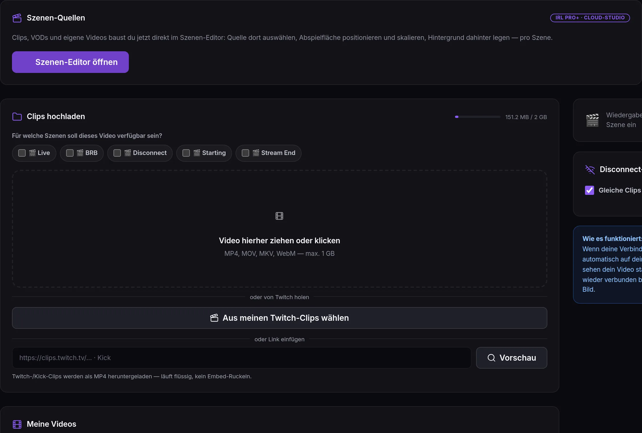 Scene videos for the fallback scene on disconnect